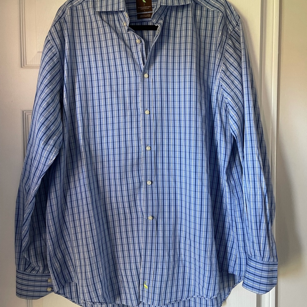 Men’s Tailorbyrd plaid button down casual dress shirt L - Picture 5 of 6